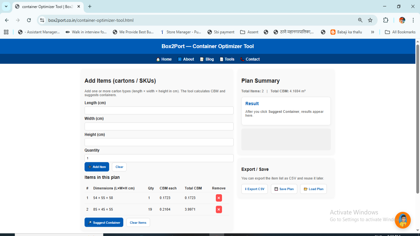 Container Optimizer usage